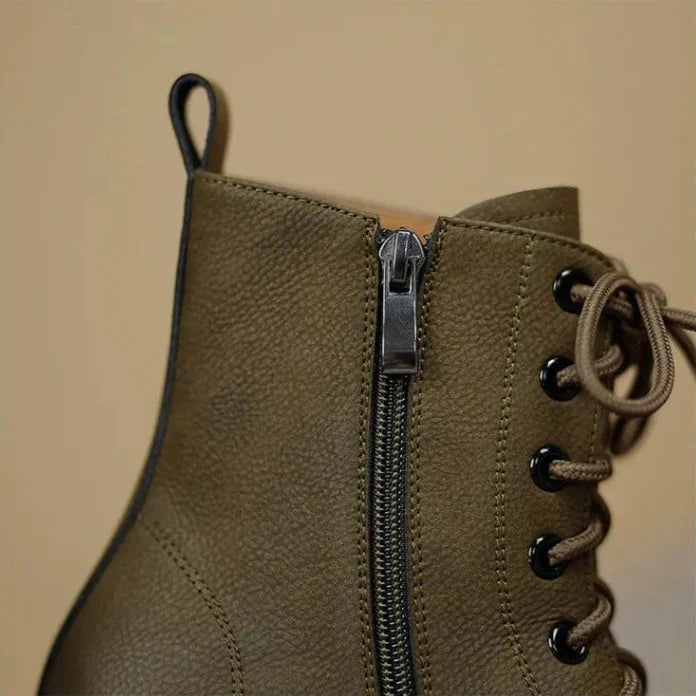 London Bota Feminina De Couro Tratorada - Verde