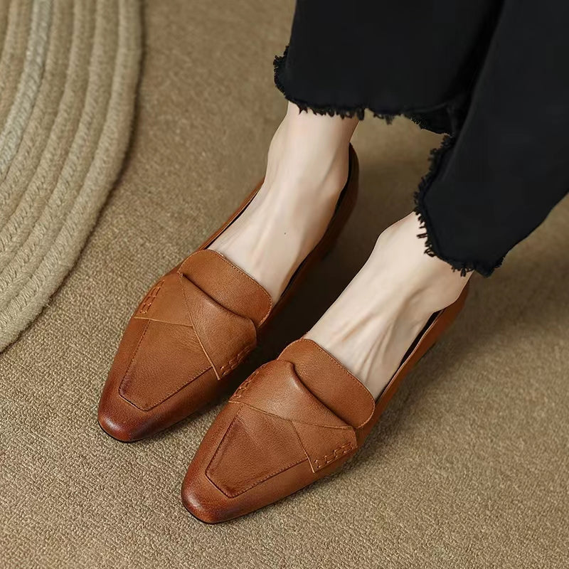 Oxford Sapato Feminino de Couro - Marrom