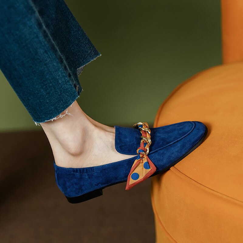 Dijon Mocassim Feminino de Couro Suede com Lacinho - Azul