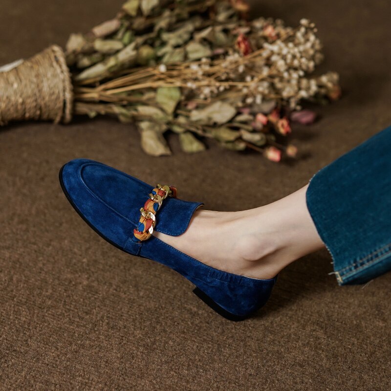 Dijon Mocassim Feminino de Couro Suede com Lacinho - Azul