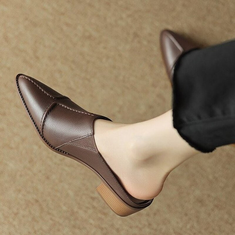 Riga Mule Feminino Social Salto Baixo - Marrom