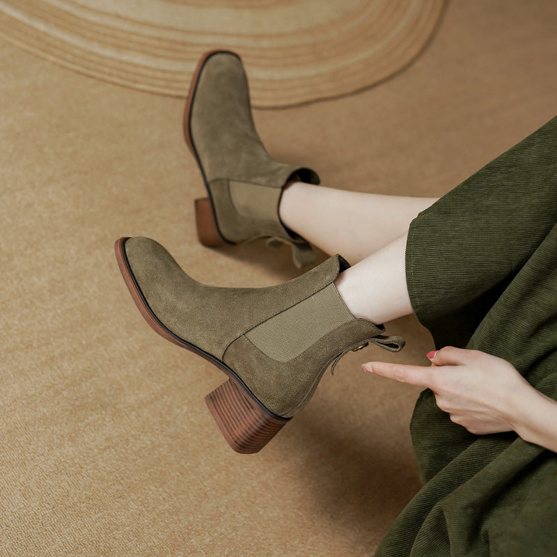 Haia Bota Feminina de Couro Suede e Cano Curto - Verde