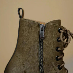 London Bota Feminina De Couro Tratorada - Verde