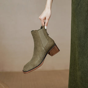 Haia Bota Feminina de Couro Suede e Cano Curto - Verde