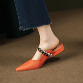 Chipre-Sapato-Mule-Feminino-com-Alça-de-Tecido - Laranja