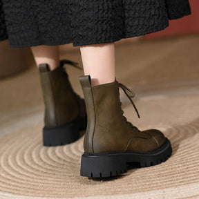 London Bota Feminina De Couro Tratorada - Verde
