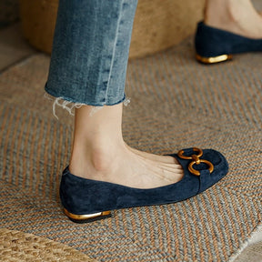Bordeaux Sapatilha Feminina de Couro Suede - Azul