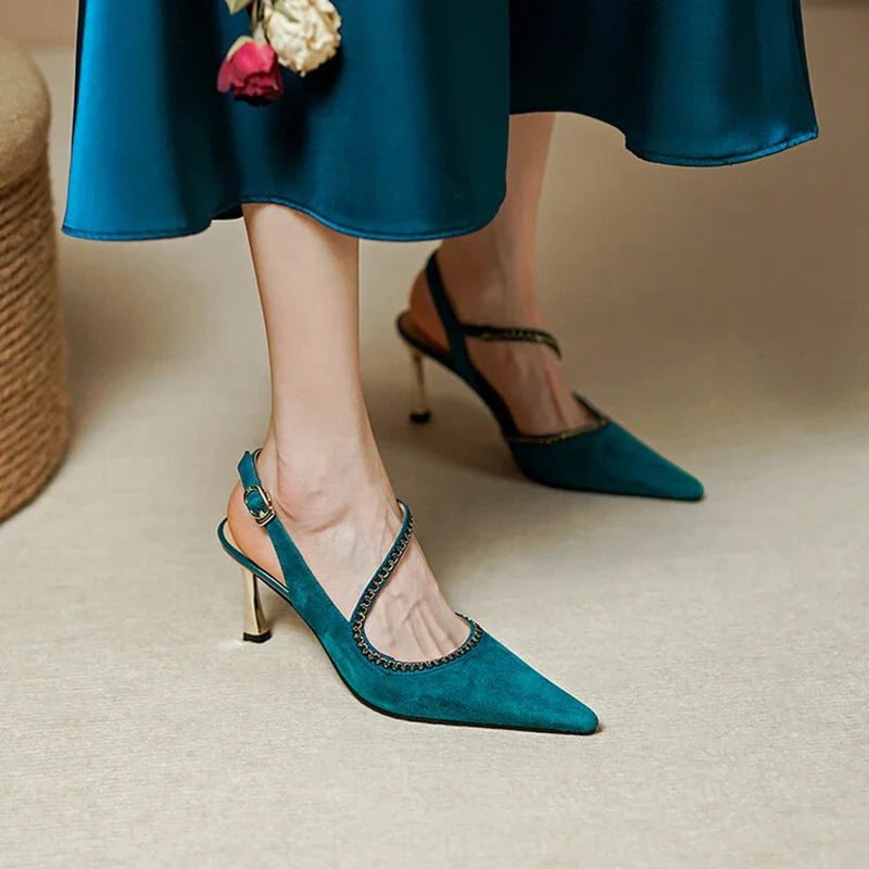 Amalfi Sapato Salto Alto Feminino De Bico Fino - Azul