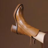 Phoenix Bota Feminina Texana Western Cano Curto com Zíper - Marrom