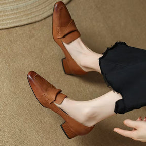 Oxford Sapato Feminino de Couro - Marrom
