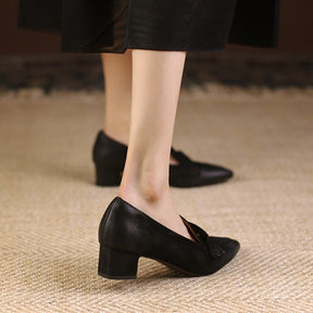 Oxford Sapato Feminino de Couro - Preto